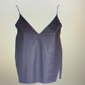 Zara faux leather brown top.